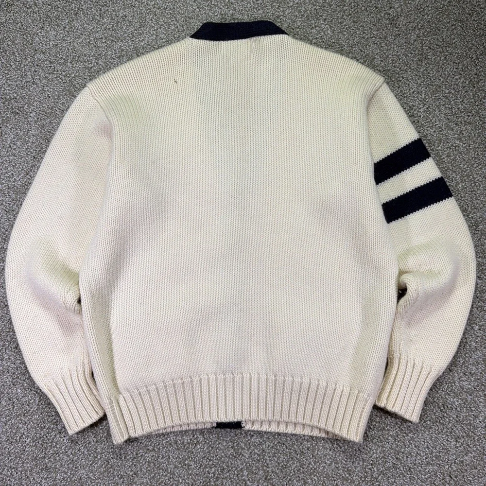Vintage Polo Ralph Lauren 90s Striped Wool Cardigan XL Crest Logo